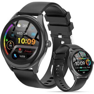 Smartwatch for women men fitness tracker heart rate sleep monitor waterproof bla